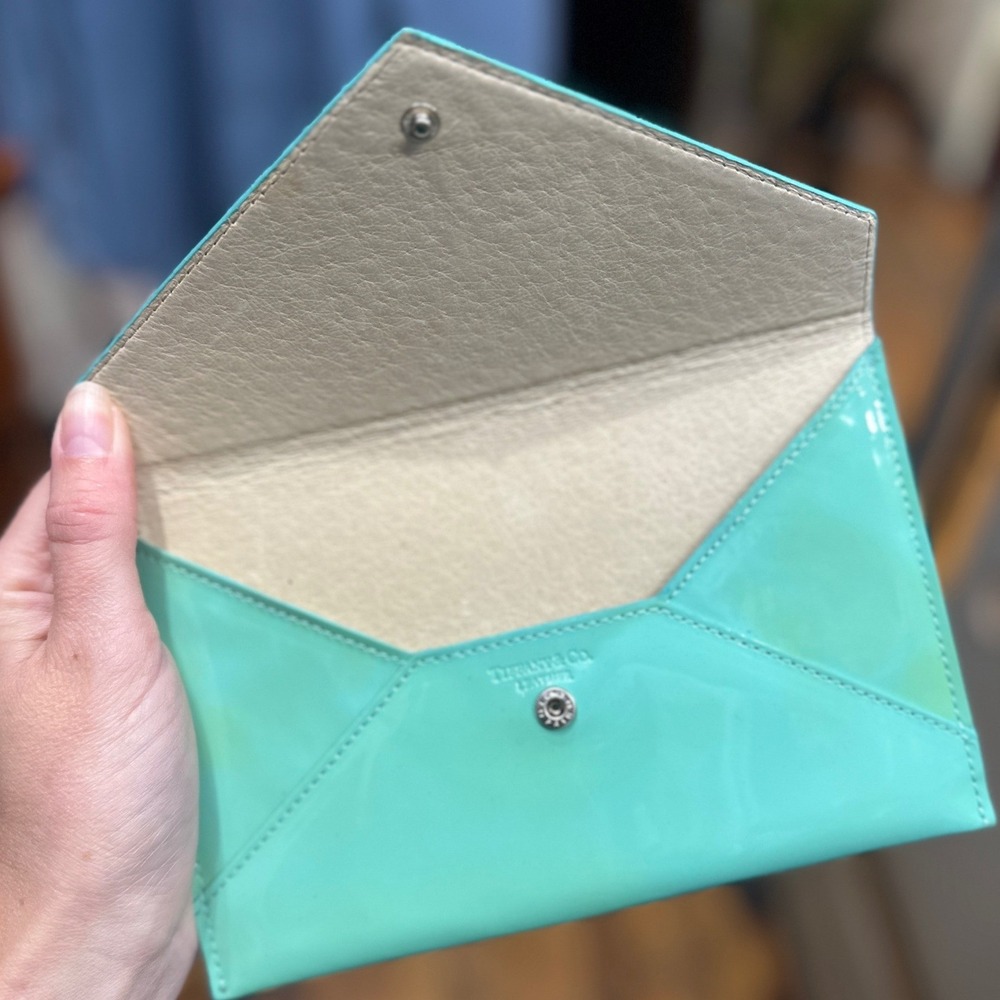 Tiffany & Co Tiffany Blue Patent Leather Envelope Clutch Wallet Accessory - Picture 3 of 8